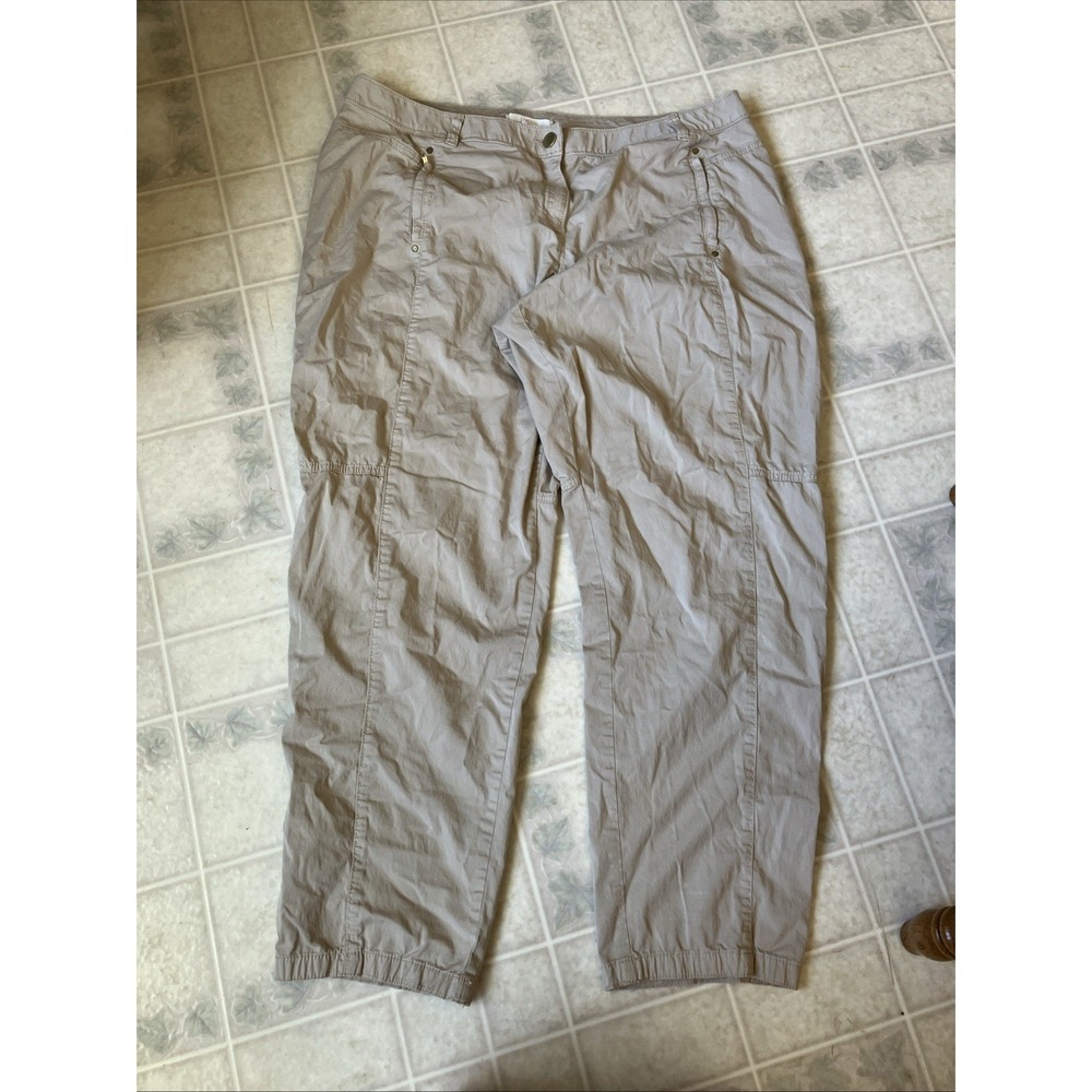 Chico's 3 XL Regular Khaki Tan Stretch Utility Panel Chino Pants Trousers Casual